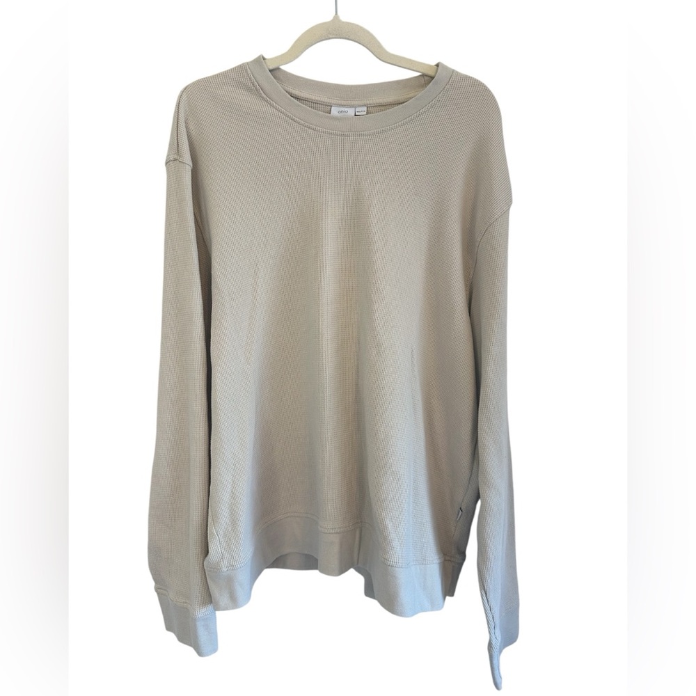 Onia Men’s Cream Crew Waffle Neck Sweater Size XXL